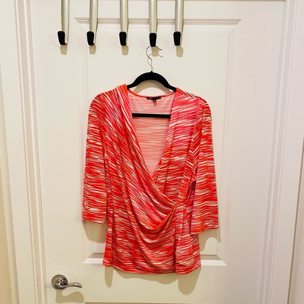 🧡🤍 Chaus XL 3/4 Sleeve Top Orange & White Stripe